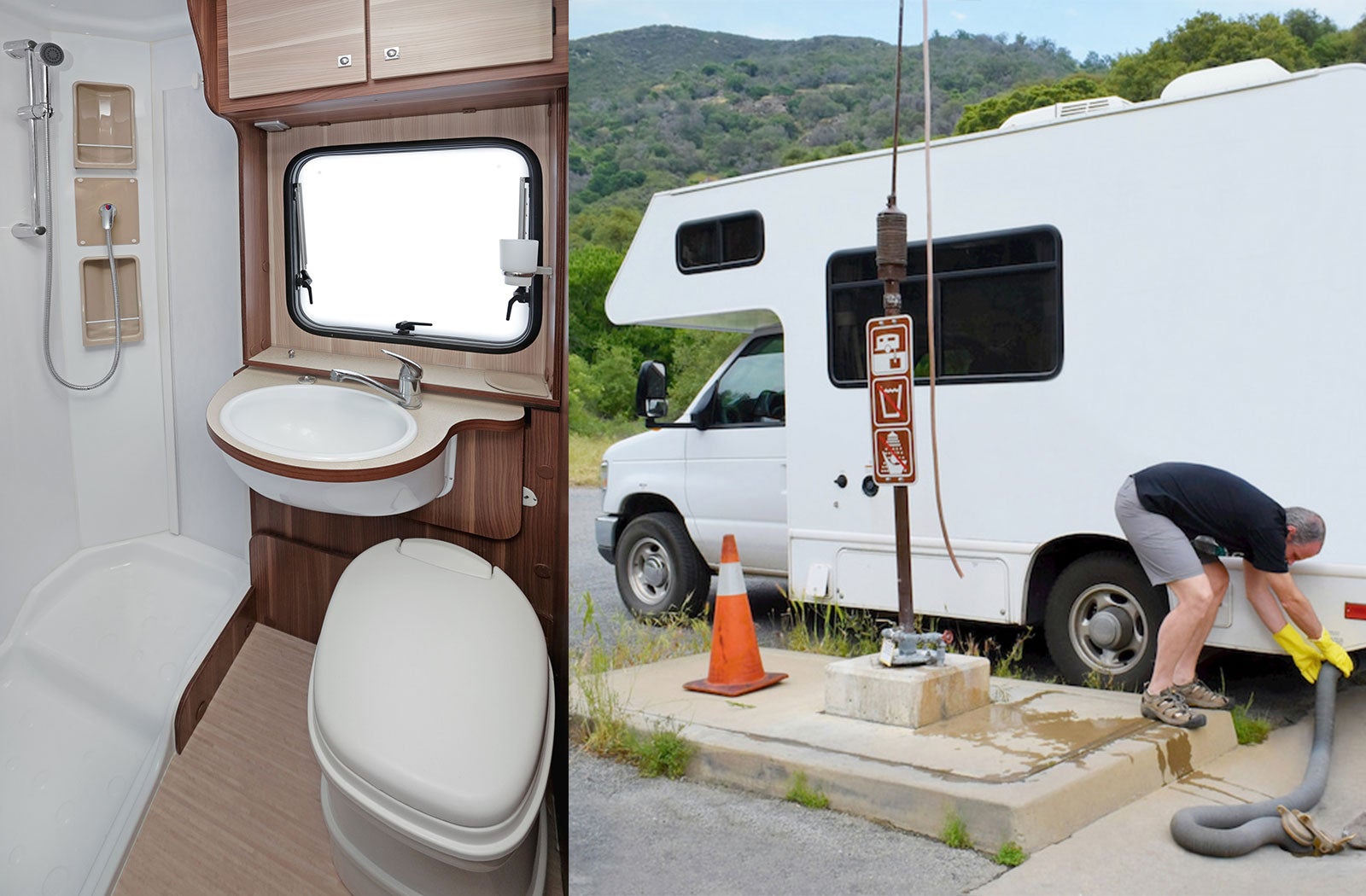 Portable RV/camper toilet and holding tank setup in Woodinville, Washington